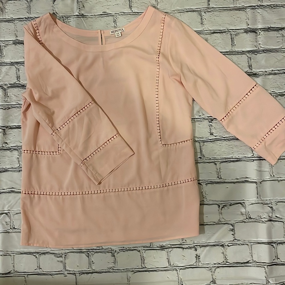 Large Merona Light Pink Silk Blouse